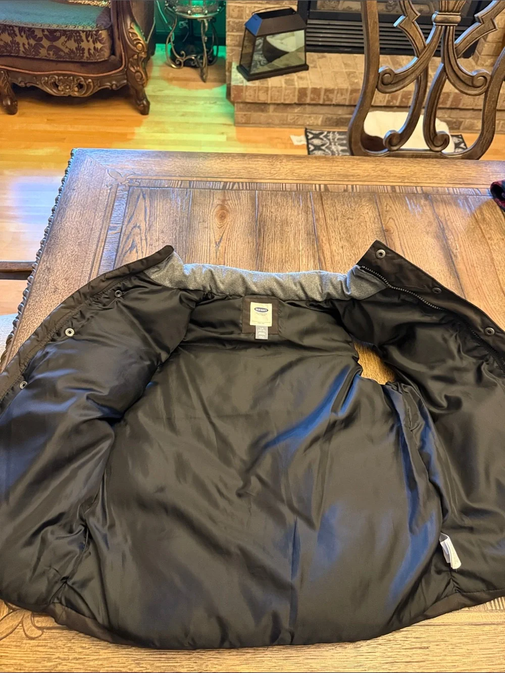 Old Navy Black and Light Gray Puffer Vest for Kids